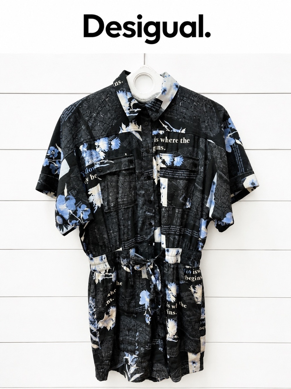 DESIGUAL Printed Belted Romper XL